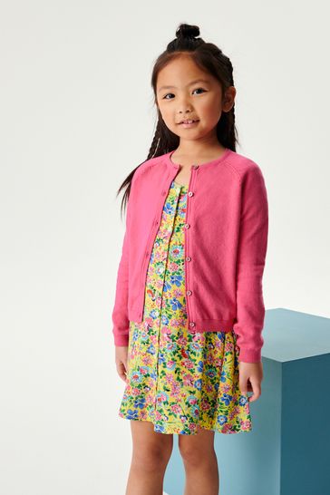 Bright Pink Button-Up Cardigan (3-16yrs)