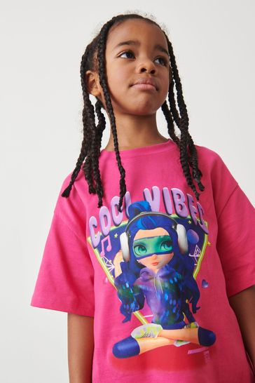 Pink Cool Vibes Girl Oversized Graphic T-Shirt (3-16yrs)