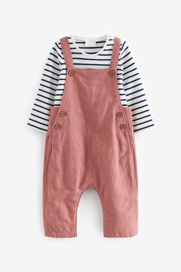 Rust Brown Baby 2 Piece Dungarees and Bodysuit Set (0mths-2yrs)