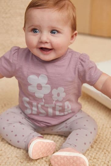 Purple Sister 2 Piece Baby T-Shirt and Leggings Set