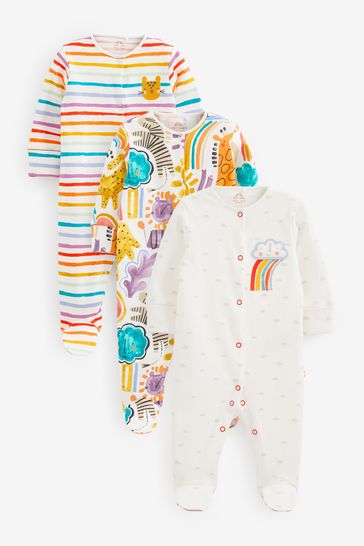 Multi Bright Baby Sleepsuits 3 Pack (0mths-3yrs)