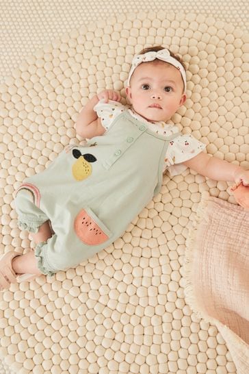 Green Baby 2 Piece Fruit Dungaree and Bodysuit Set (0mths-2yrs)