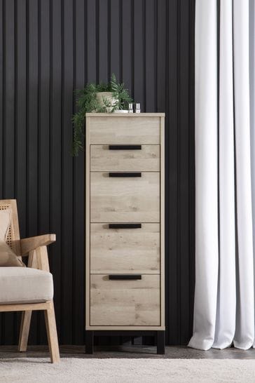 Tall narrow oak chest sales of drawers