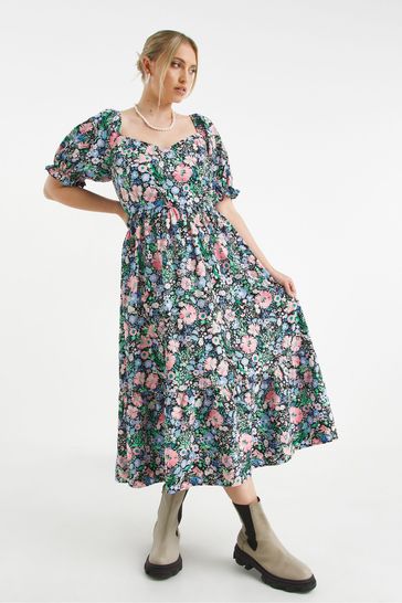 Floral sweetheart midi dress sale