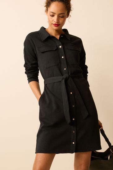 Buy Black Luxe Jersey Shirt Dress from Next Luxembourg