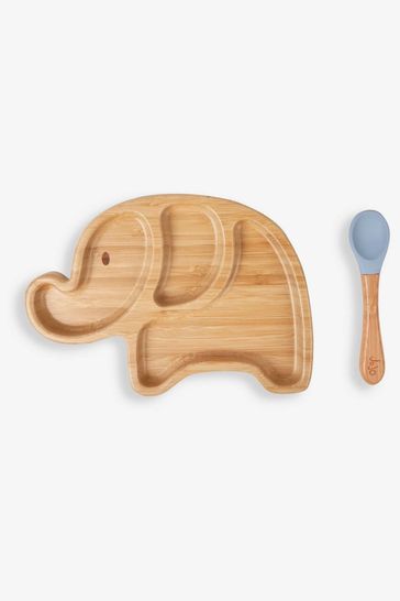 JoJo Maman Bébé Elephant Bamboo Suction Plate & Spoon Set