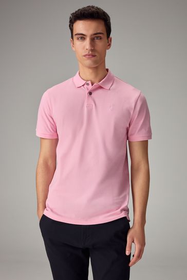 Pink Light Slim Fit Pique Polo Shirt