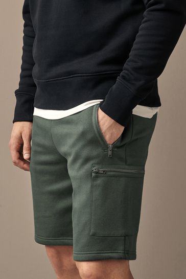 Khaki Green Utility Jersey Shorts