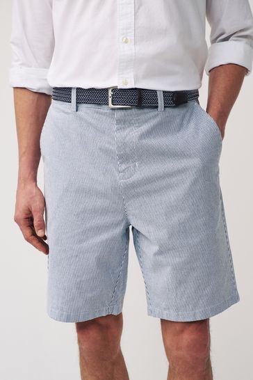 Light Blue Cotton Oxford Chino Shorts with Belt Included