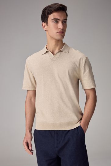 Neutral Knitted Regular Fit Trophy Polo Shirt