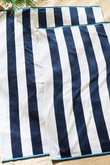 Blue Reversible Stripe XL Beach Towel