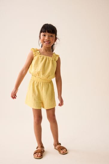 Yellow Textured Vest and Short Set (3-16yrs)