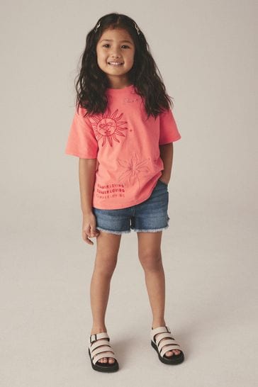 Pink Embroidered Celestial Graphic T-Shirt (3-16yrs)