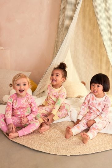 Pink/Yellow Floral Pyjamas 3 Pack (9mths-16yrs)