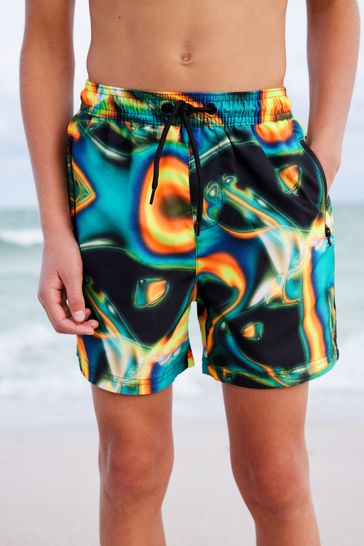 Black Heatmap Printed Swim Shorts (3mths-16yrs)