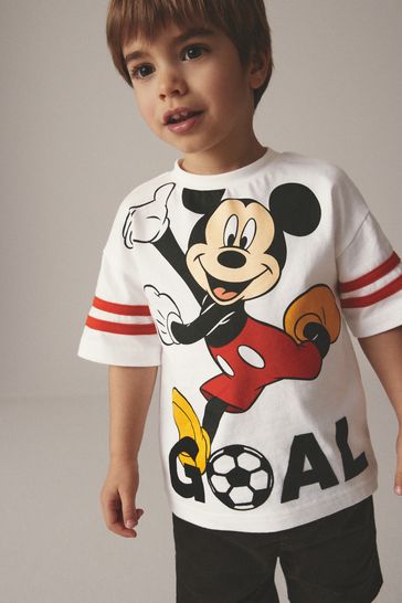 White Mickey Football Short Sleeve T-Shirt (6mths-8yrs)