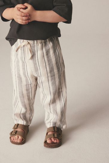 Stripe Loose Fit Pull-On Linen Blend Trousers (3mths-7yrs)