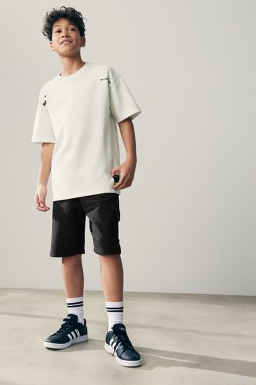 White/Black Subscribe Graphic Top and Shorts Set (3-16yrs)