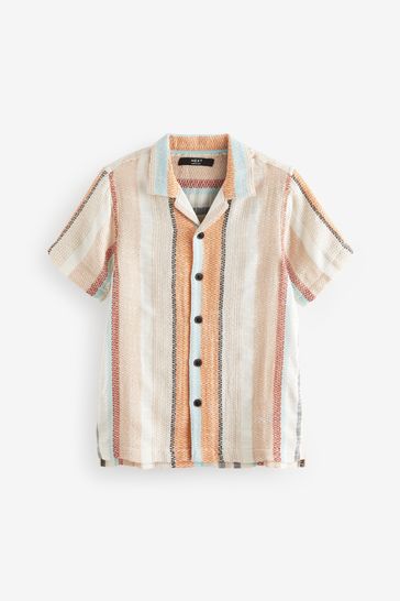 Multi Short Sleeves Textured Stripe Shirt (3-16yrs)