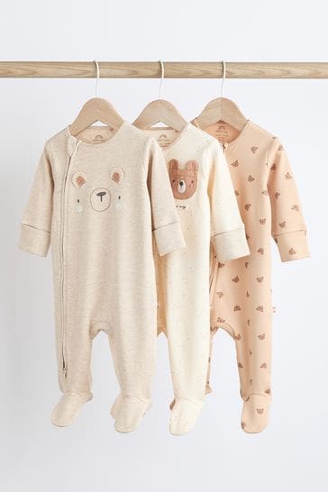 Neutral Baby Cotton Sleepsuits 3 Pack (0-2yrs)