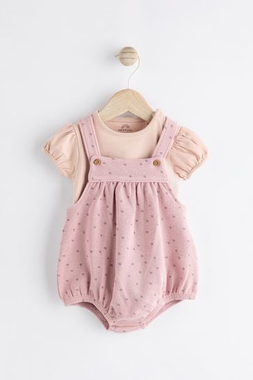 Pink Spot Baby Bloomer Romper & Short Sleeve Bodysuit Set (0mths-2yrs)