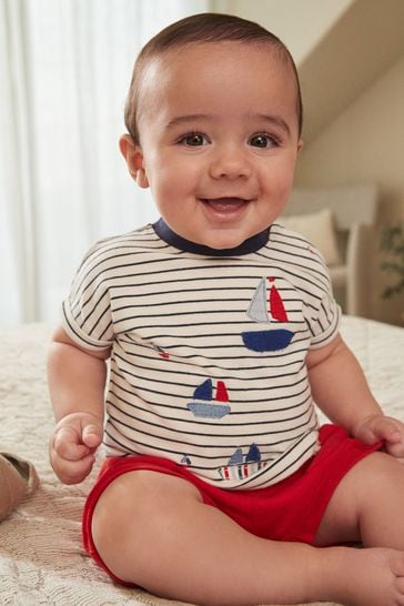 Red/Blue Nautical Baby T-Shirt And Shorts 2 Piece Set