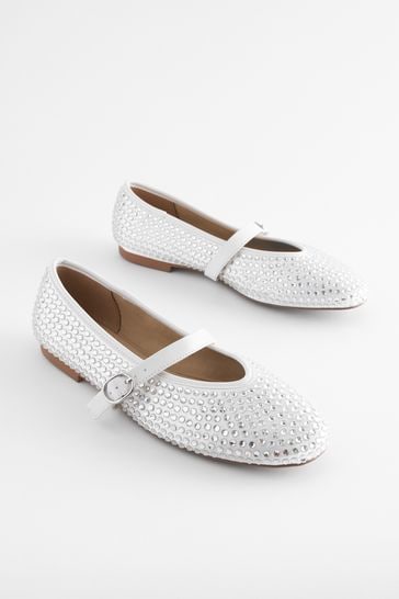 White Forever Comfort® Jewel Mary Jane Shoes
