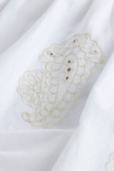 White Embroidered Jersey Midi Dress