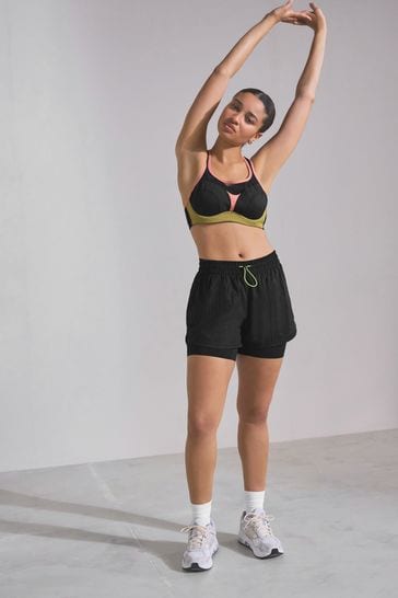 Black High Waisted 2-in-1 Sport Shorts