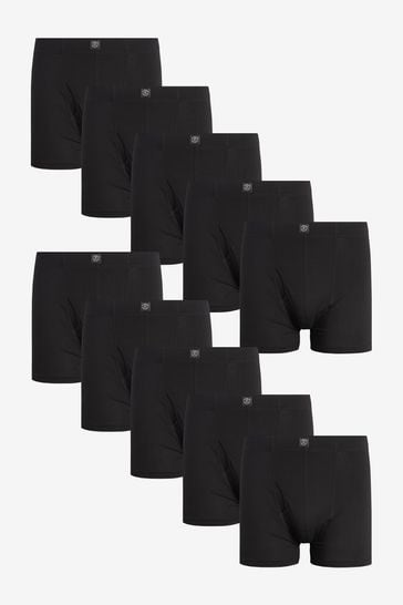 Black 10 pack A-Front Boxers Pure Cotton 4 Pack