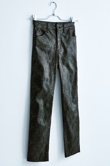Own. Green Snake Mid Rise Straight Jeans