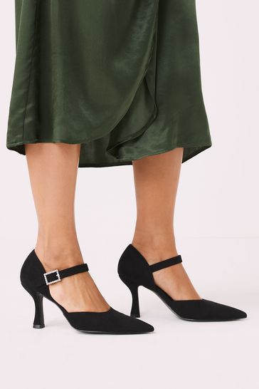 Black with Jewel Buckle Forever Comfort® Point Toe Mary Jane Court Shoes