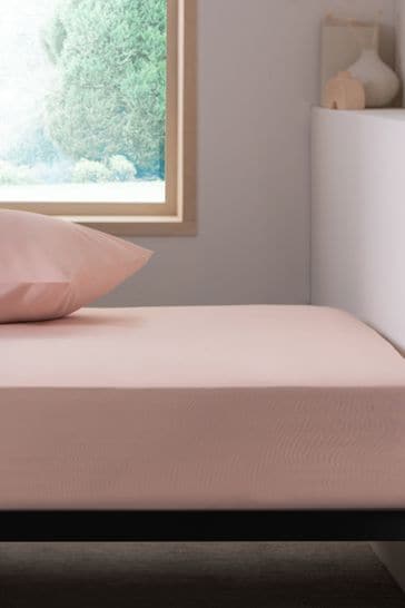 Pink Easy Care Polycotton Fitted Sheet