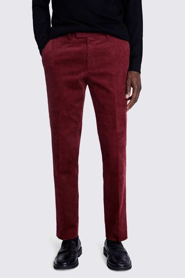 Slim Fit Red Corduroy Trousers