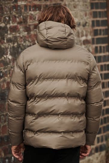 Buy Neutral Shower Resistant Hooded Puffer Jacket from Next USA