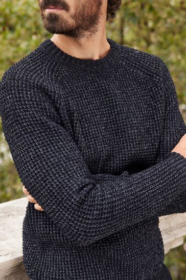 Black Regular Chenille Knitted Jumper