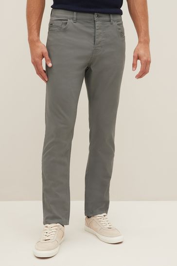 Dark Grey Slim Soft Touch 5 Pocket Jean Style Trousers