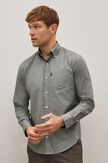 Buy Grey Marl Regular Fit Easy Iron Button Down Oxford Shirt from