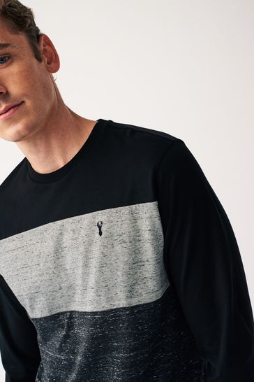 Black/Grey Marl Block Long Sleeve T-Shirt