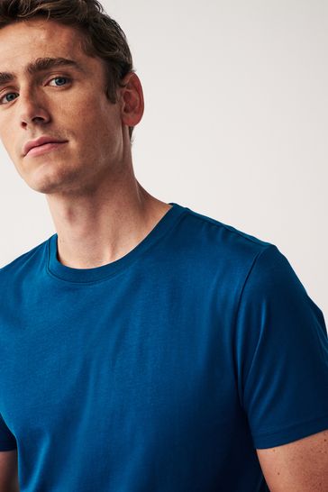 Blue Teal Regular Fit Essential Crew Neck T-Shirt