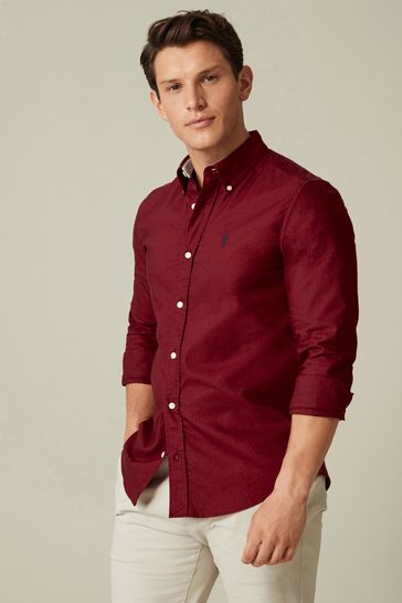 Red Regular Fit Long Sleeve Oxford Shirt