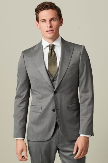 Buy Grey Slim Fit Wool Blend Suit Jacket from the Next UK online shop