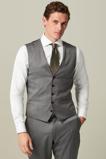 Grey Wool Blend Suit Waistcoat