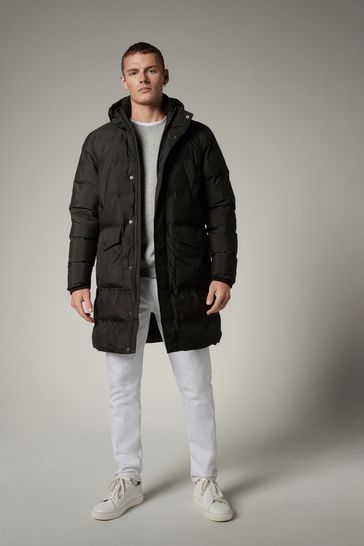 Black Long Shower Resistant Puffer Coat