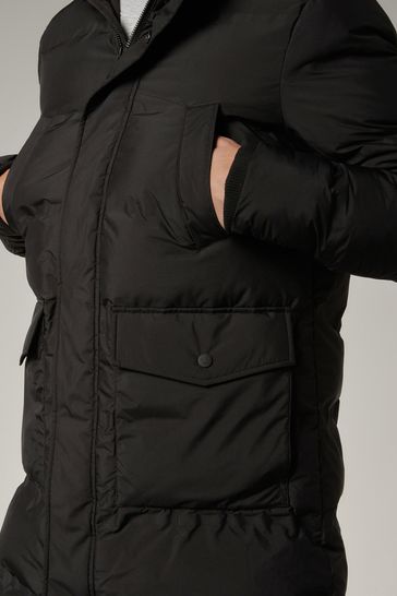 H&m black long puffer coat