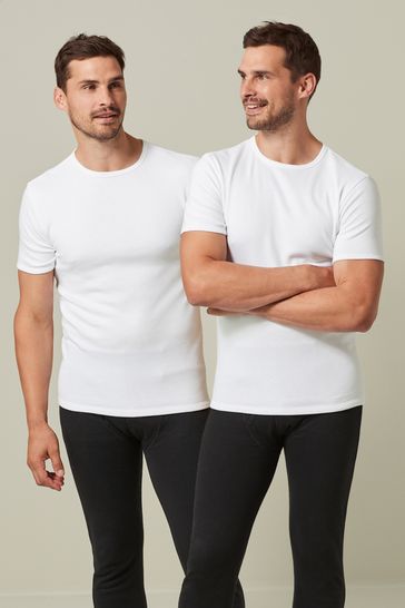 White Thermal Short Sleeve Tops 2 Pack
