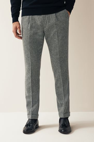 Grey herringbone clearance tweed trousers