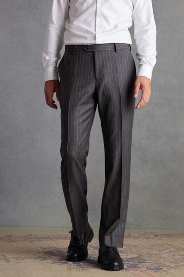 Grey Regular Fit Signature Empire Mills British Fabric Stripe Suit Trousers