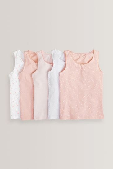Pack de 5 camisetas sin mangas rosa/blanco de estrellas/rayas (1,5-16 años)