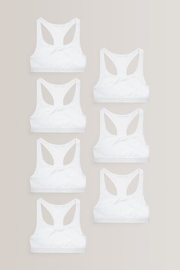 White 7 Pack Racer Back Crop Tops (5-16yrs)